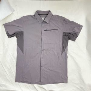 Arc-Teryx Men's Size Large Shirt Gray Snap Closure Pocket Performance Quick Dry